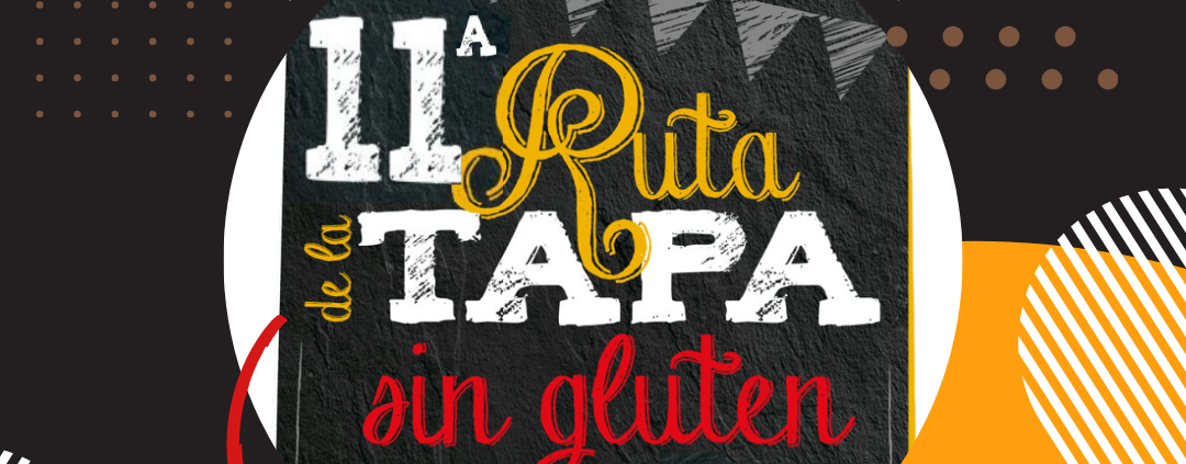 Cartel informativo sobre cómo participar en la XI Ruta de la Tapa sin gluten en Badajoz